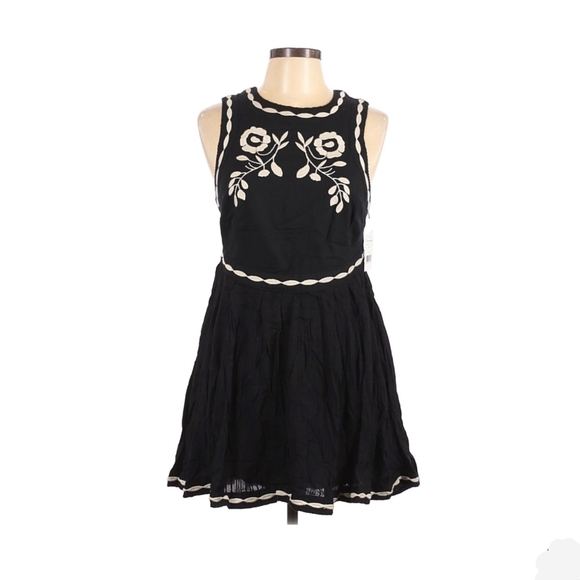 SOLD Free People Dress Birds of a Feather Boho Size 6 Black Cream - Picture 3 of 16